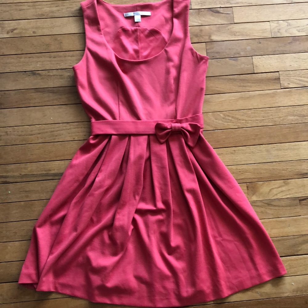 LC Lauren Conrad Size 2 Pink Tank Dress with Box Pleats and Bow Belt Detail